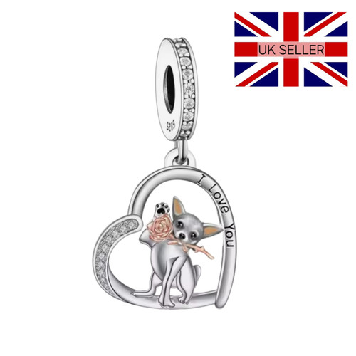 925 silver chihuahua with rose - chihuahua,